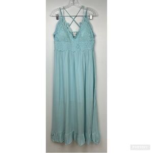 Rue+ Sleeveless Maxi Dress Strappy Adjustable Lined to Knees Light Blue Sz 1X